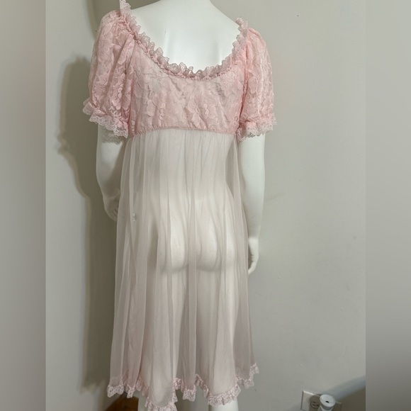 Vintage Tosca Lingerie Sheer Pink Lace Peignoir – Size Small - Picture 14 of 16